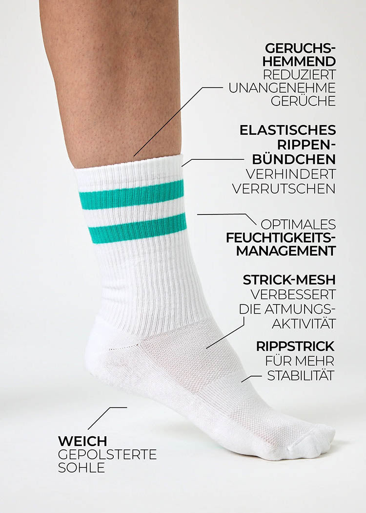 Wijld Woodsocks Tennissocken White Turquoise Lyocell