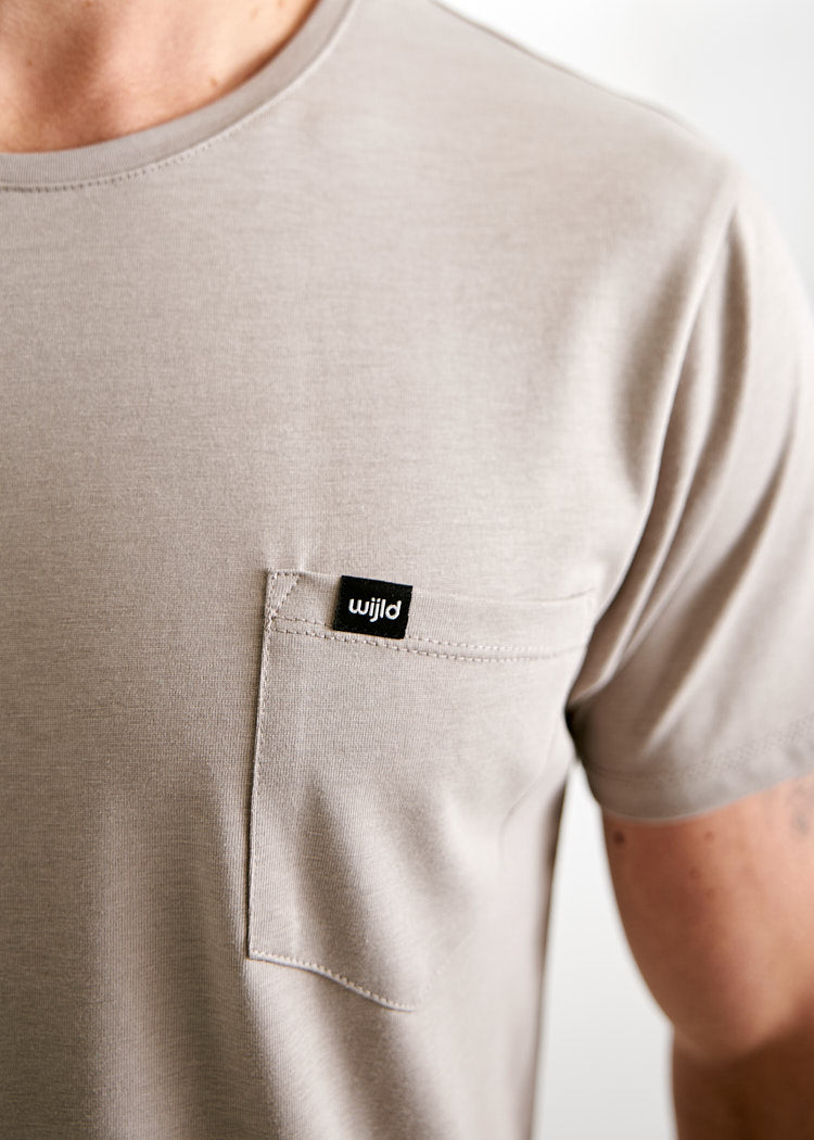 Wijld Alex Pocket Moon Rock T-Shirt Brusttasche Holz