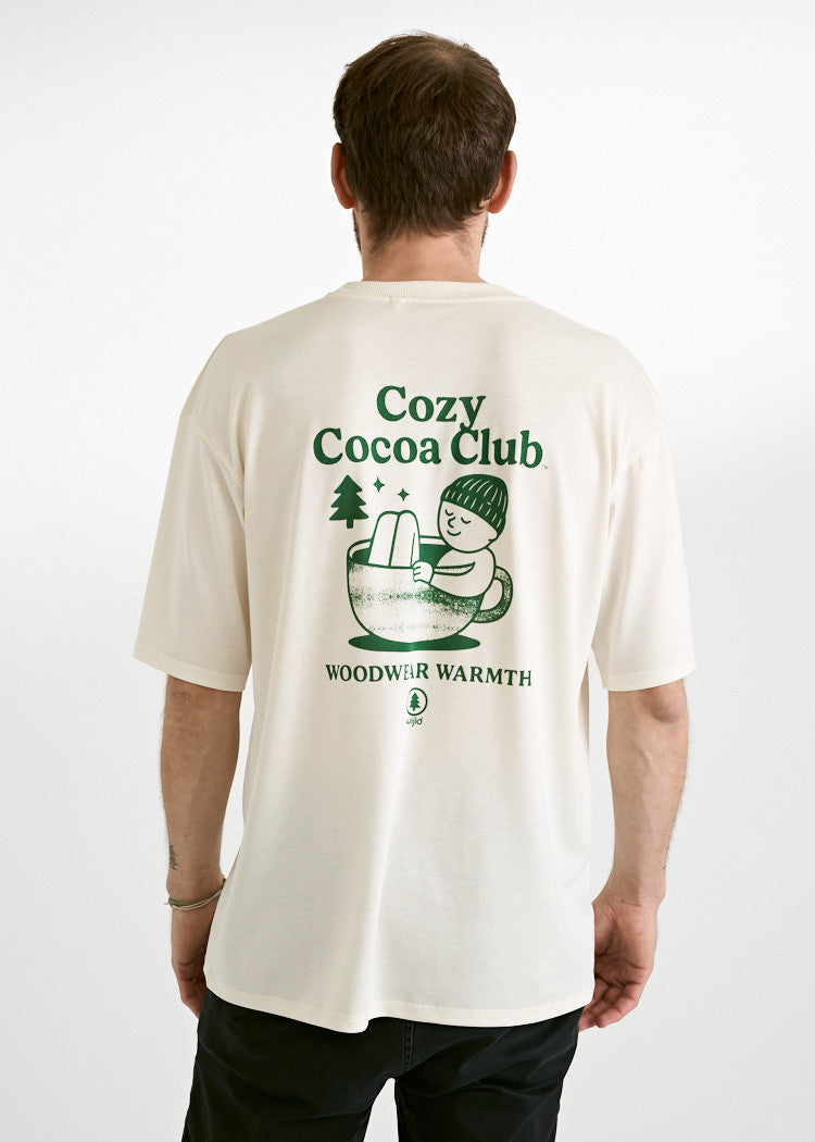Wijld James T-Shirt Cozy Cocoa Club Print Holzfaser