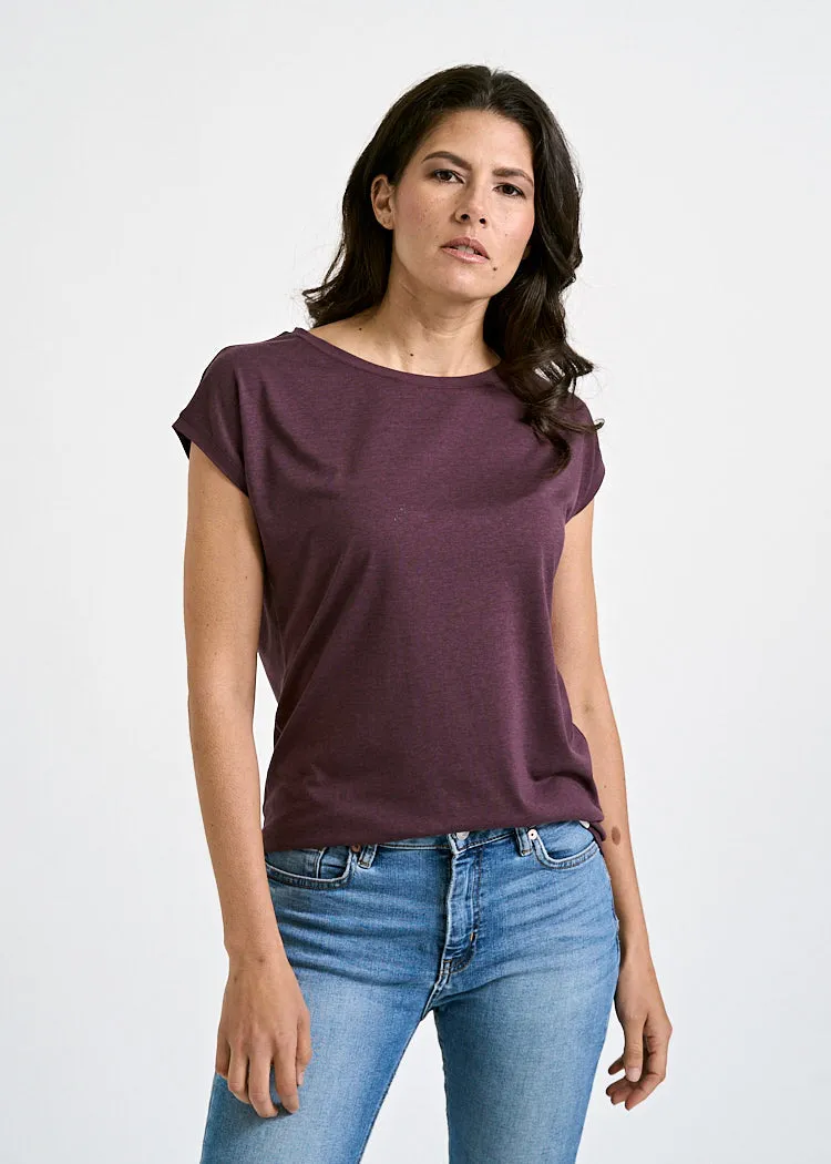 Wijld Woodshirt Elena Damen T-Shirt Purple lockerer Schnitt