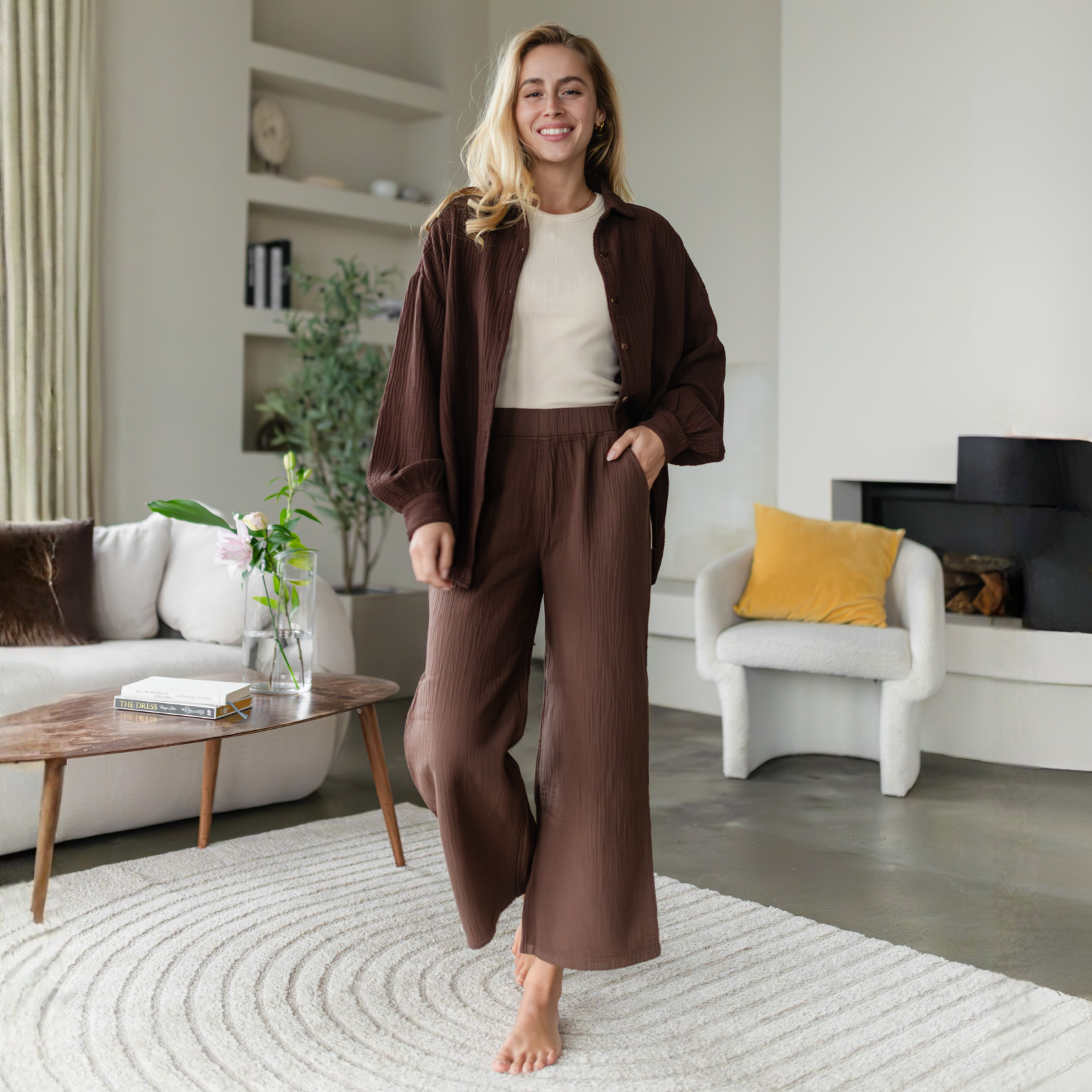 Nordlicht Falla Oversize Musselinbluse Braun Bio