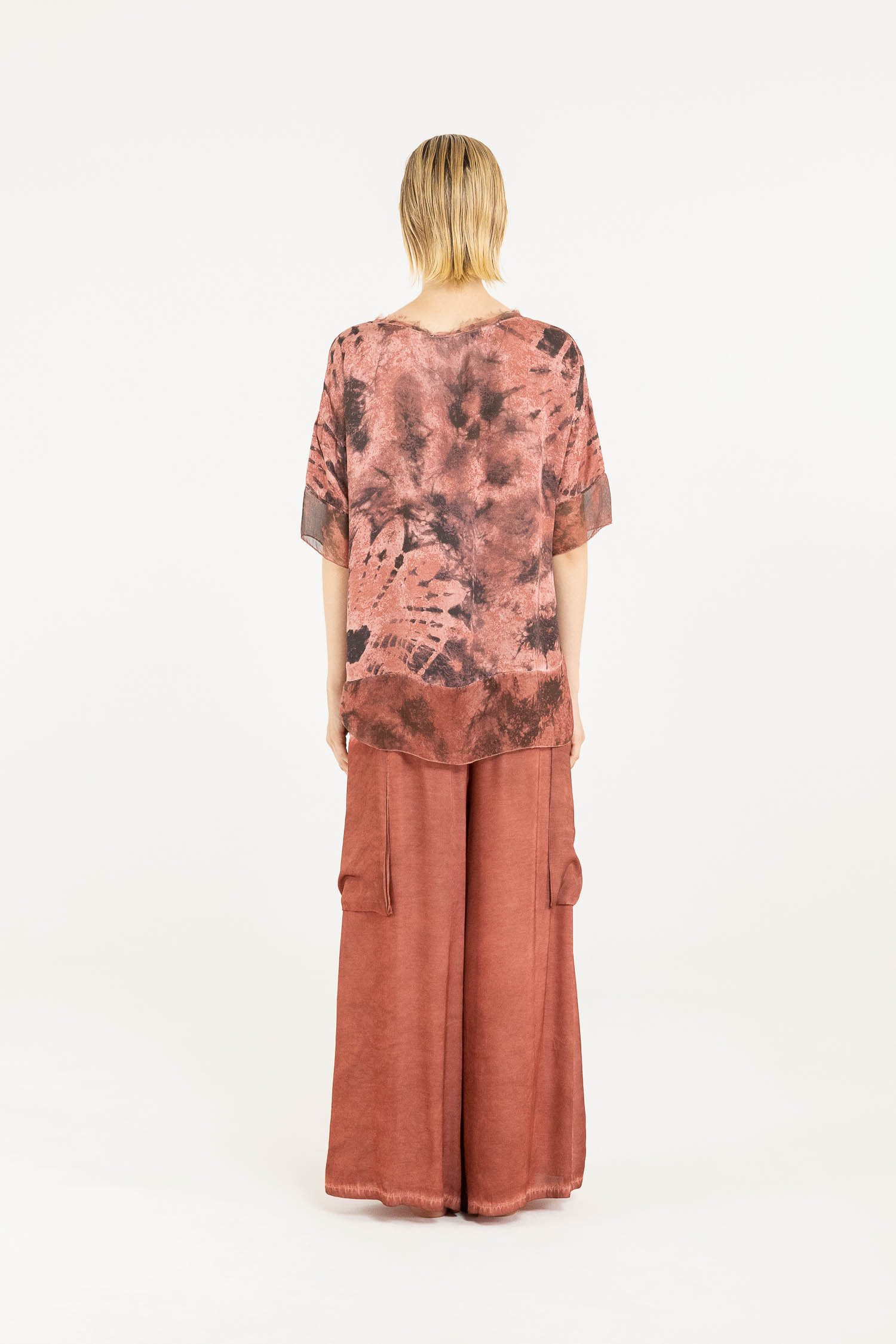 Sanctamuerte T-Shirt Tshirt Stampa Shirt Viskose-Satin Batik