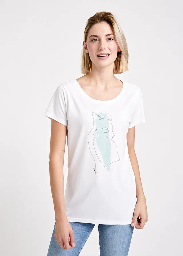 Wijld Sarah Foxline Damen T-Shirt Print Slim Holz