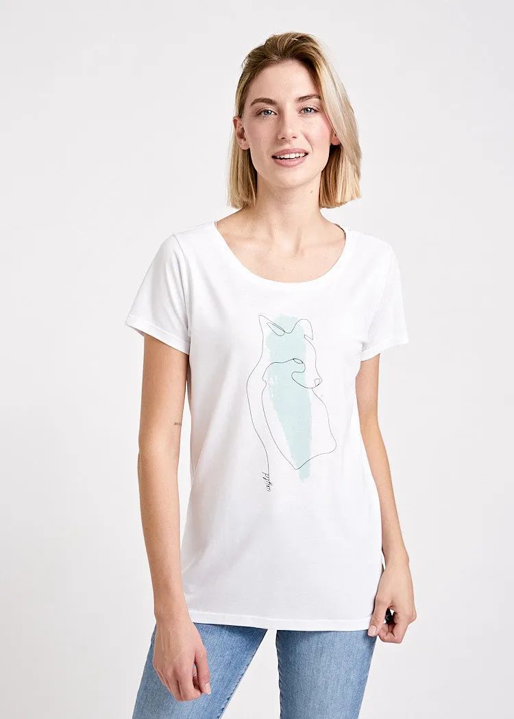 Wijld Sarah Foxline Damen T-Shirt Print Slim Holz
