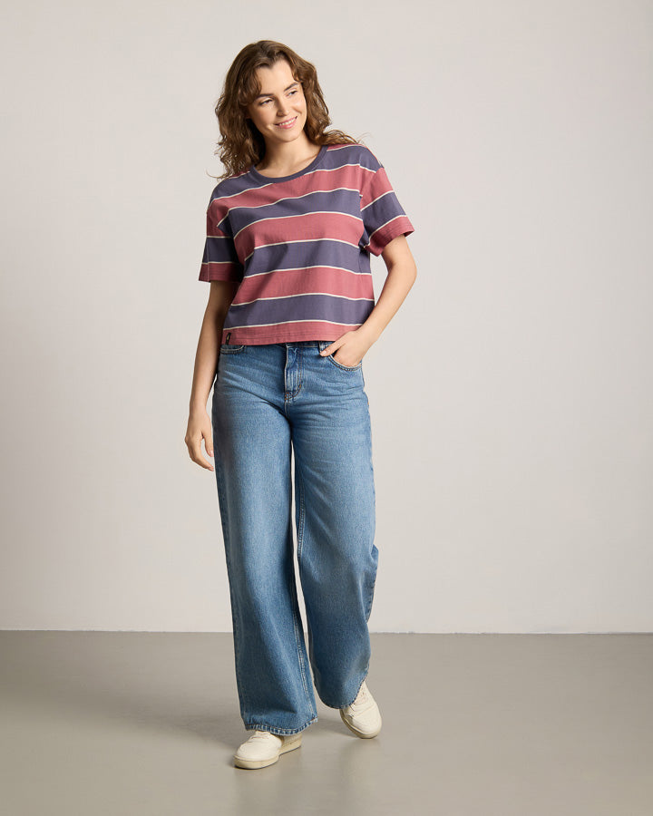NIKIN TreeShirt Striped T-Shirt Dark Ink-Blush Oversize