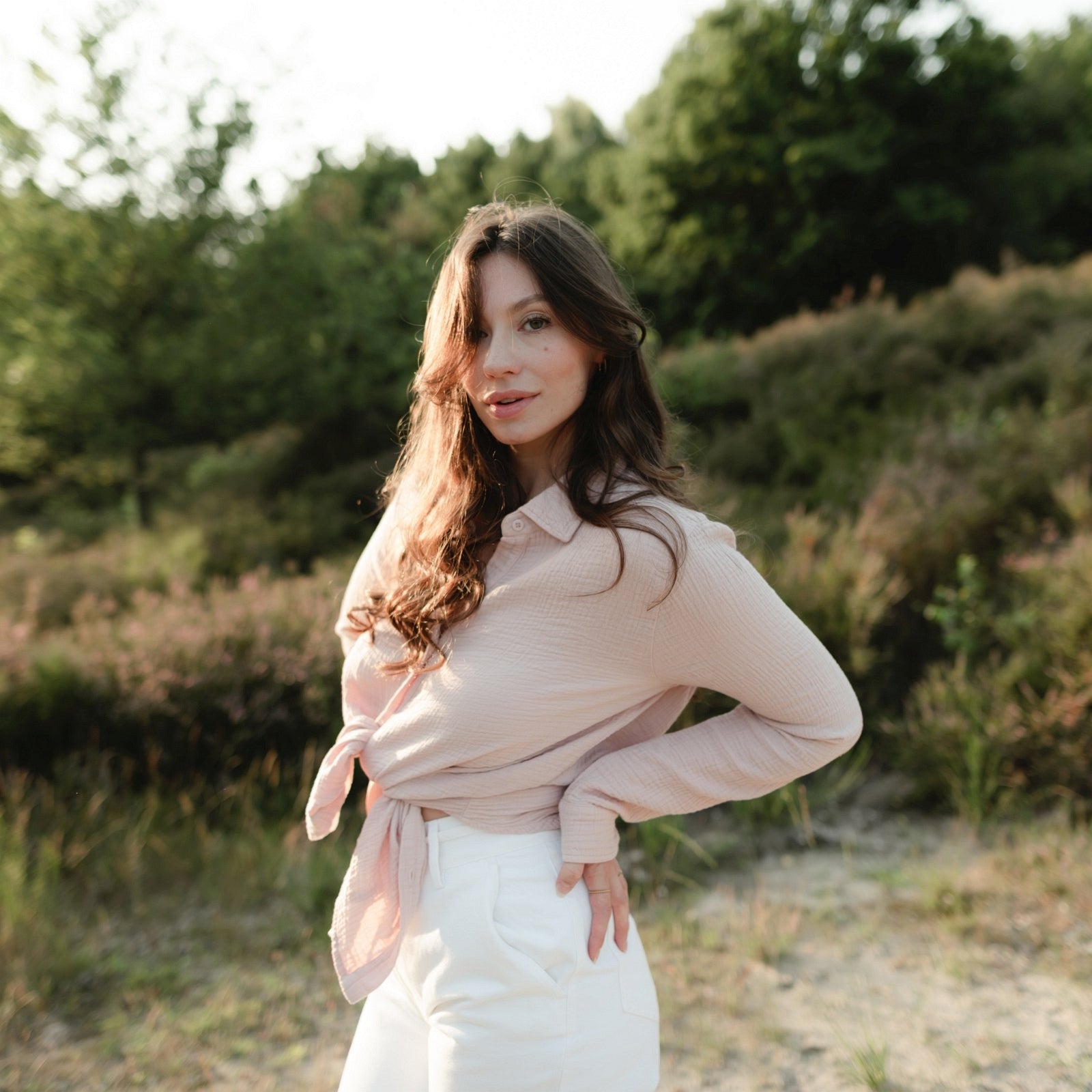 NORDLICHT Fenja Musselin Bluse Damen Rosa Bio-Baumwolle