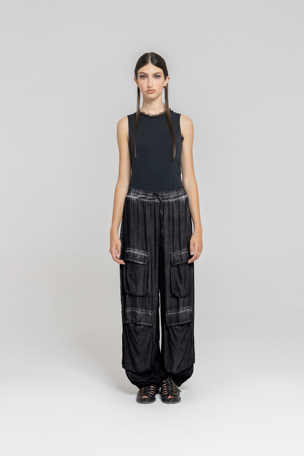 Sanctamuerte Pantaloni Cargo Hose Loose Fit mit Kordelbund