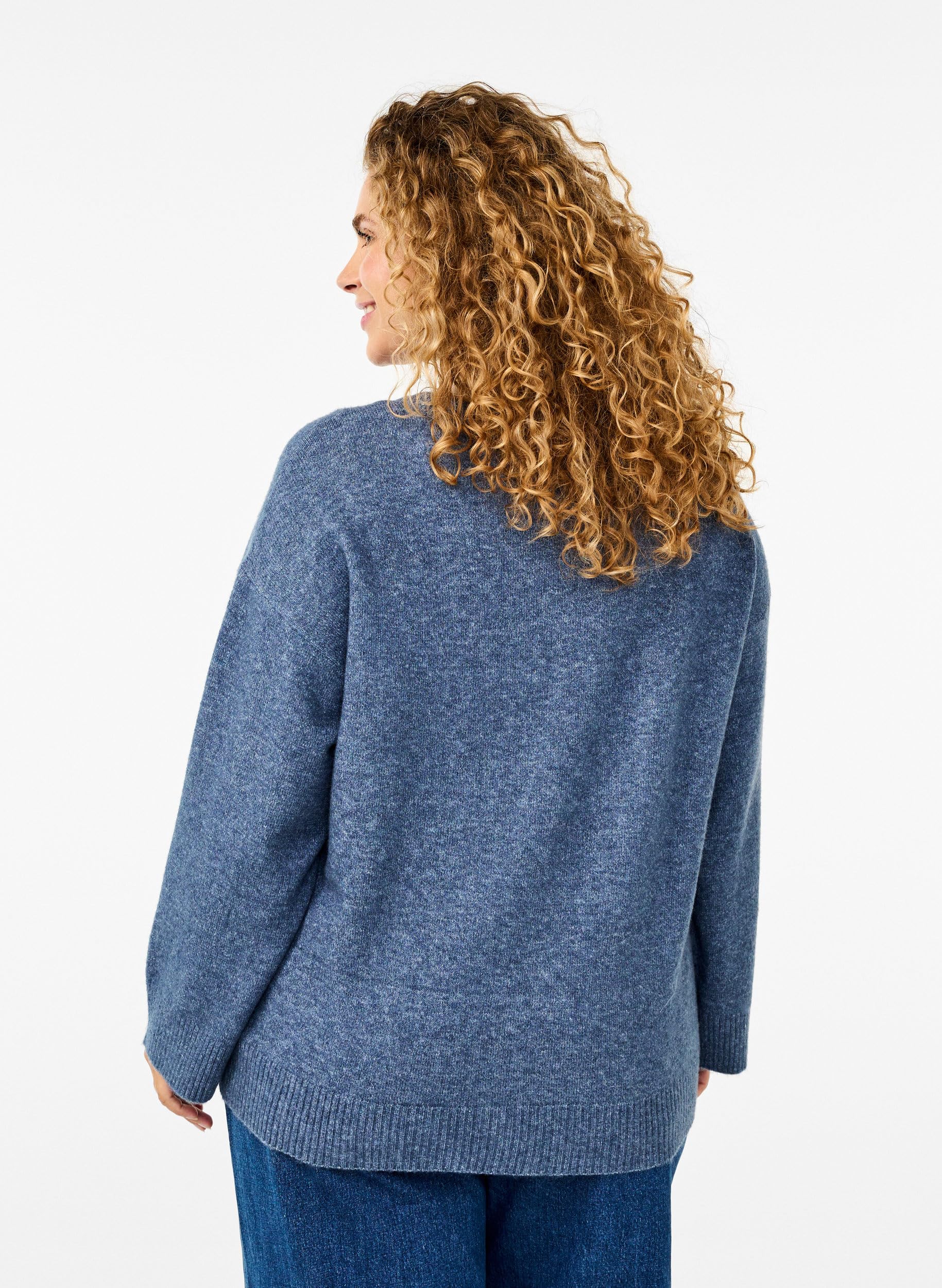 Zizzi Strickbluse Rundhals Rippbündchen Große Größen 42-60