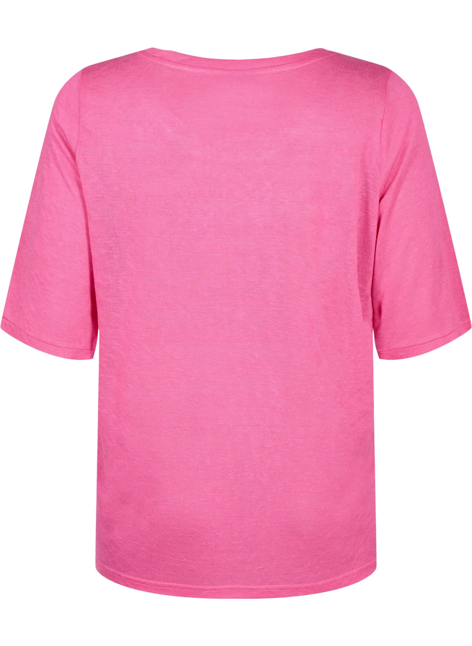 Zizzi Bluse Viskose 3/4-Ärmel Meliert Große Größen