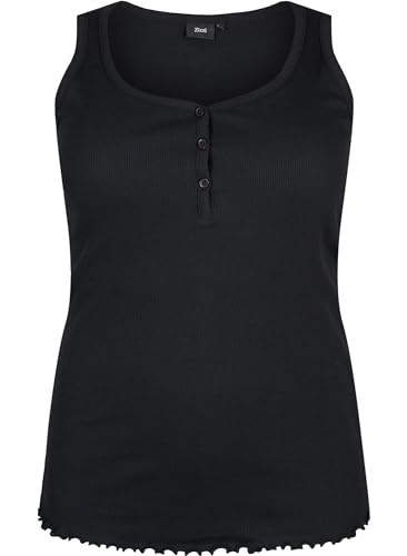 Zizzi Tanktop Damen Gerippt Baumwolle Knöpfe