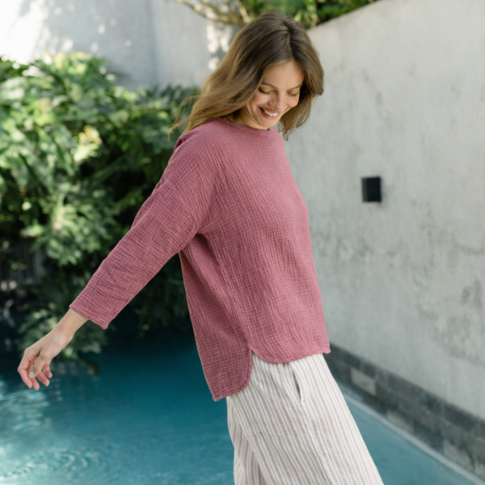 Nordlicht Ilvy Musselin Langarmshirt Rosa Bio-Baumwolle