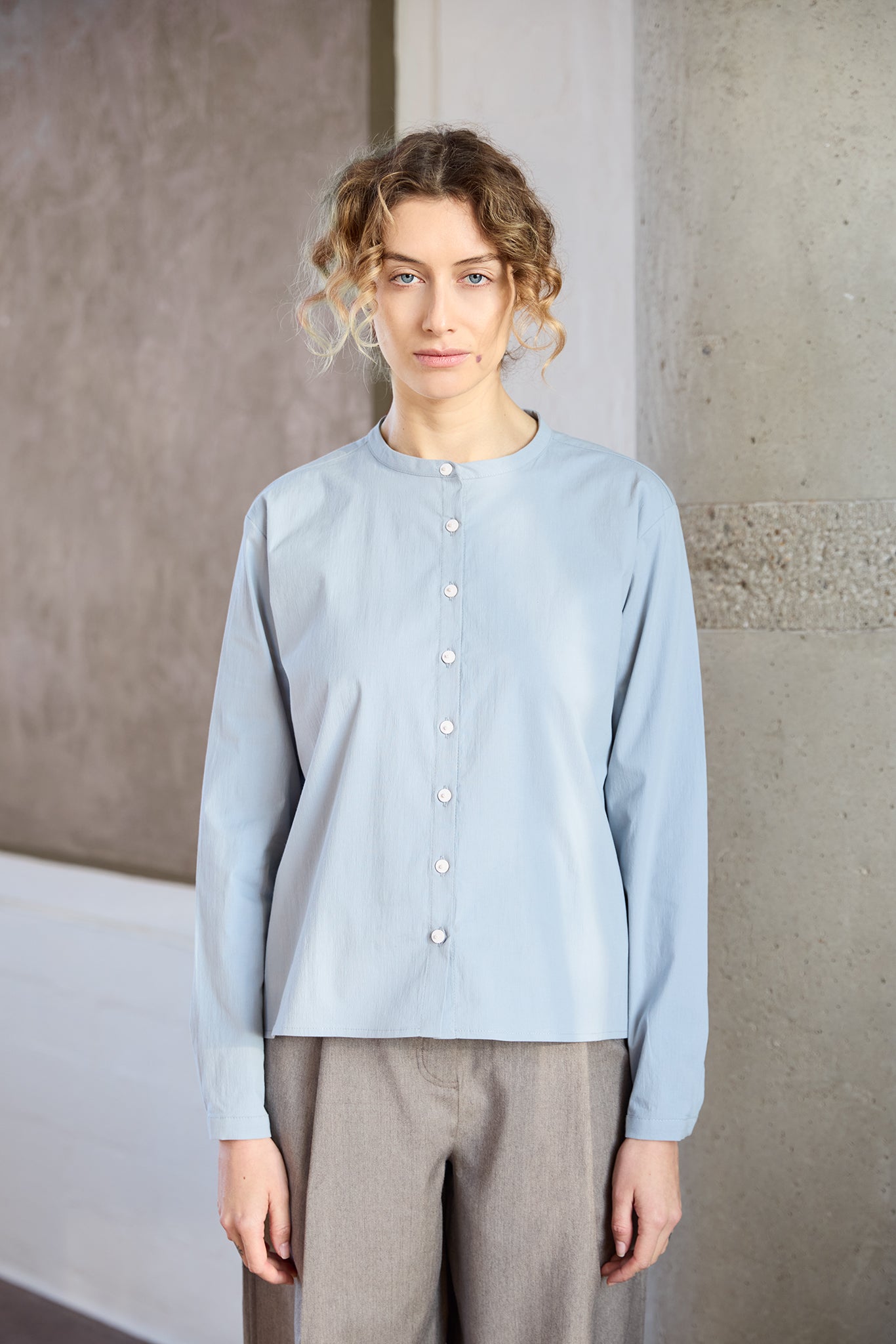 Christiane Strobel VALESKA Hemdbluse Bio-Baumwolle blau