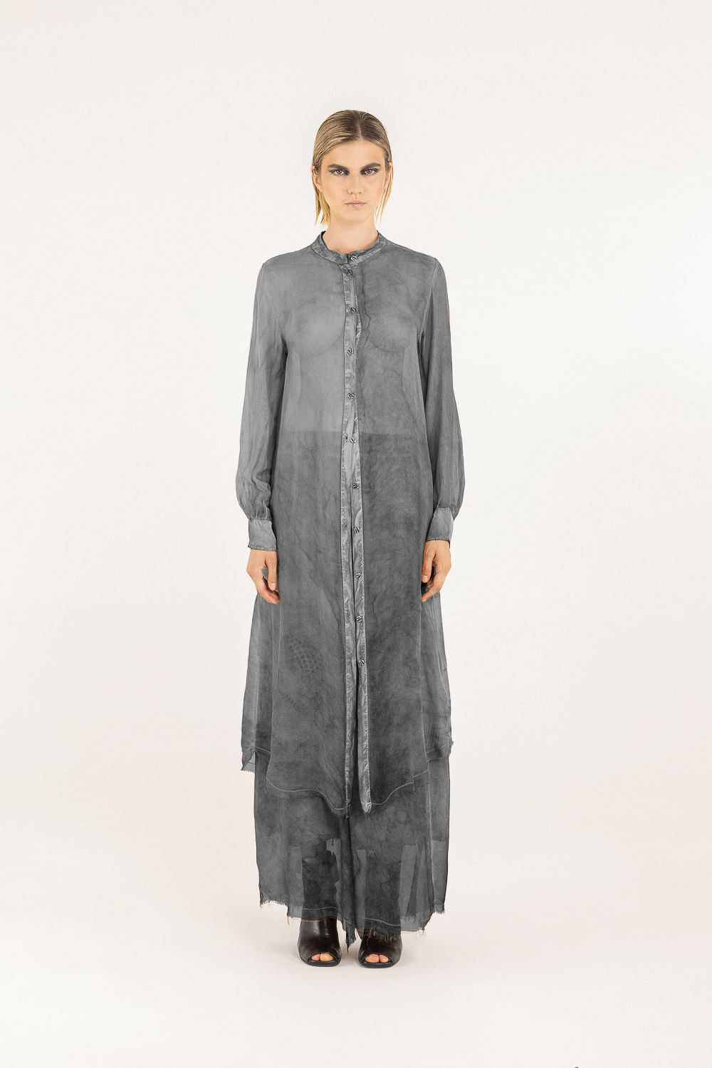 Sanctamuerte Abiti Chemisier Kleid Viskose-Seide Stehkragen