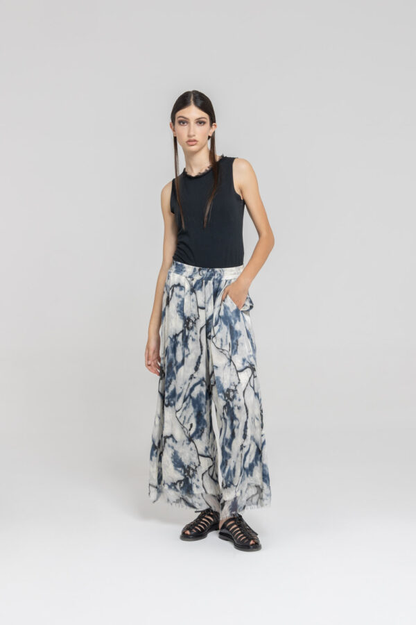 Sanctamuerte Pantaloni Pantalone Palazzo Hose Viskose Seide