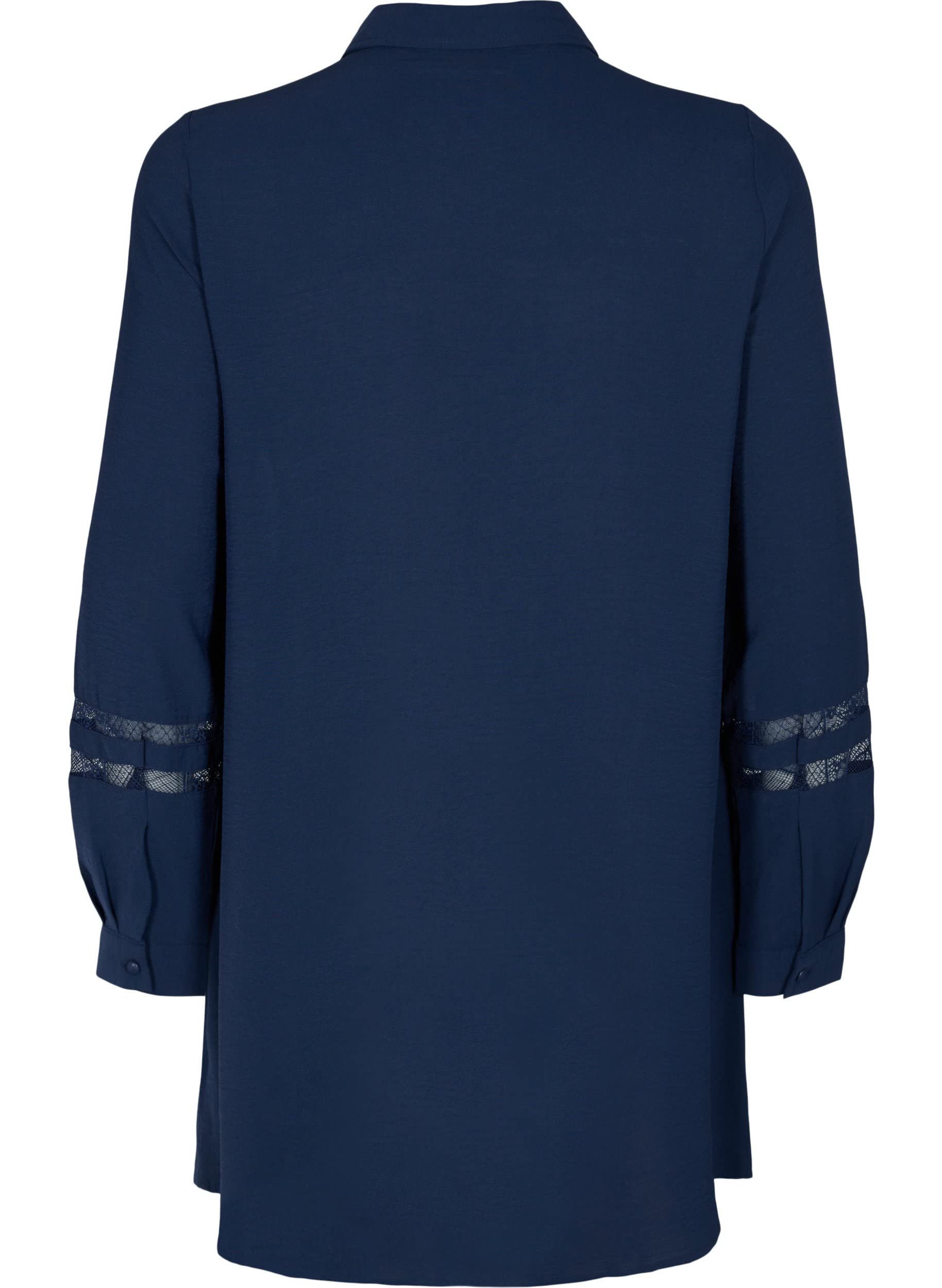 Zizzi T-Shirts Shirt Damen Spitze Knopfleiste Langarm