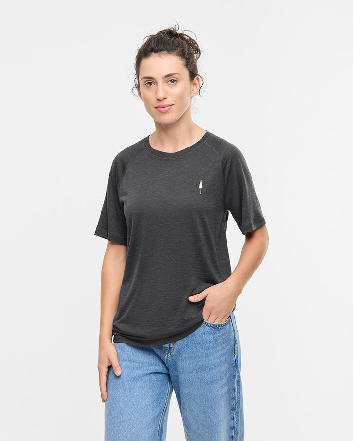 NIKIN TreeShirt Wool T-Shirt Dark Anthracite Mel Merinowolle