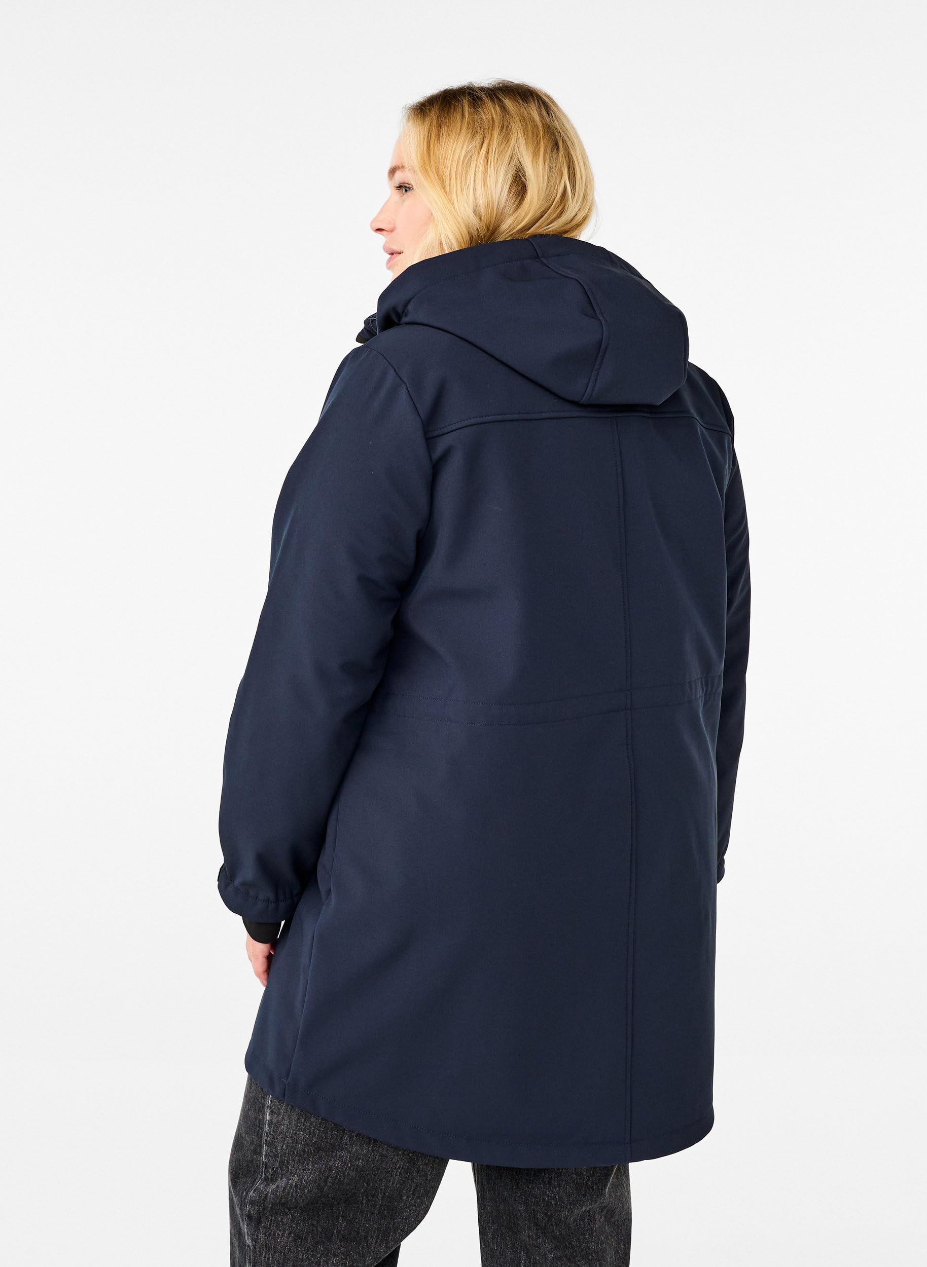 Zizzi Softshelljacke Lang Kapuze Fleece Winddicht 10.000 mm
