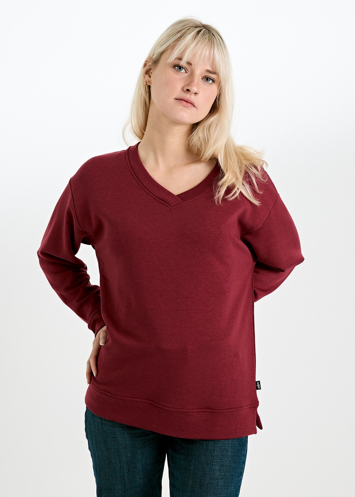 Wijld Ada Tibetan Red Damen Sweater V-Ausschnitt