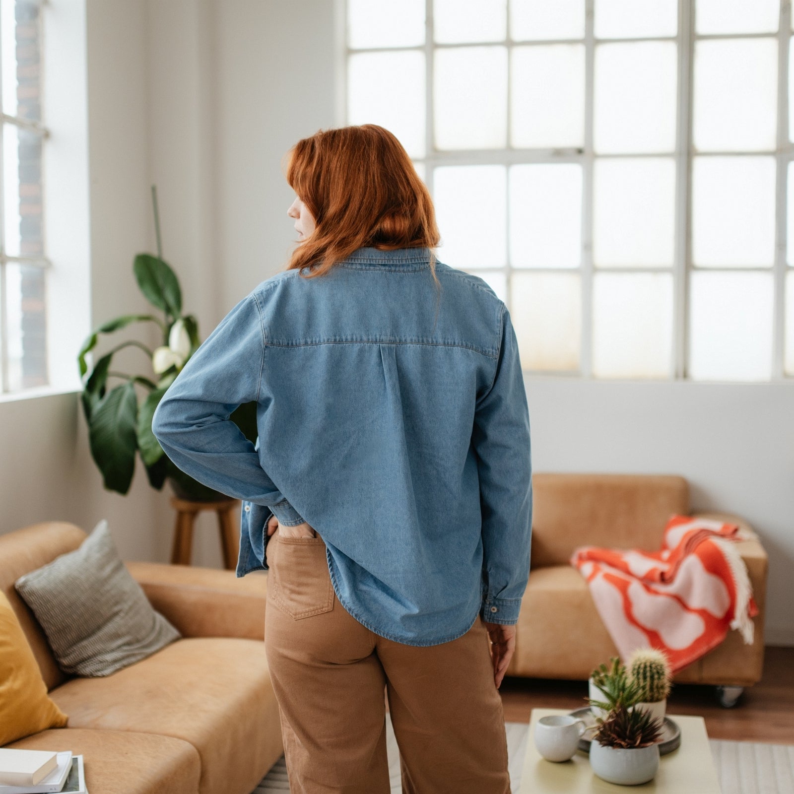 NORDLICHT Tove Jeans Bluse M Bio-Baumwolle