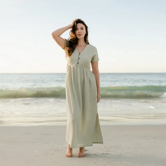 Nordlicht Alma Musselin Kleid Damen M Salbei Bio
