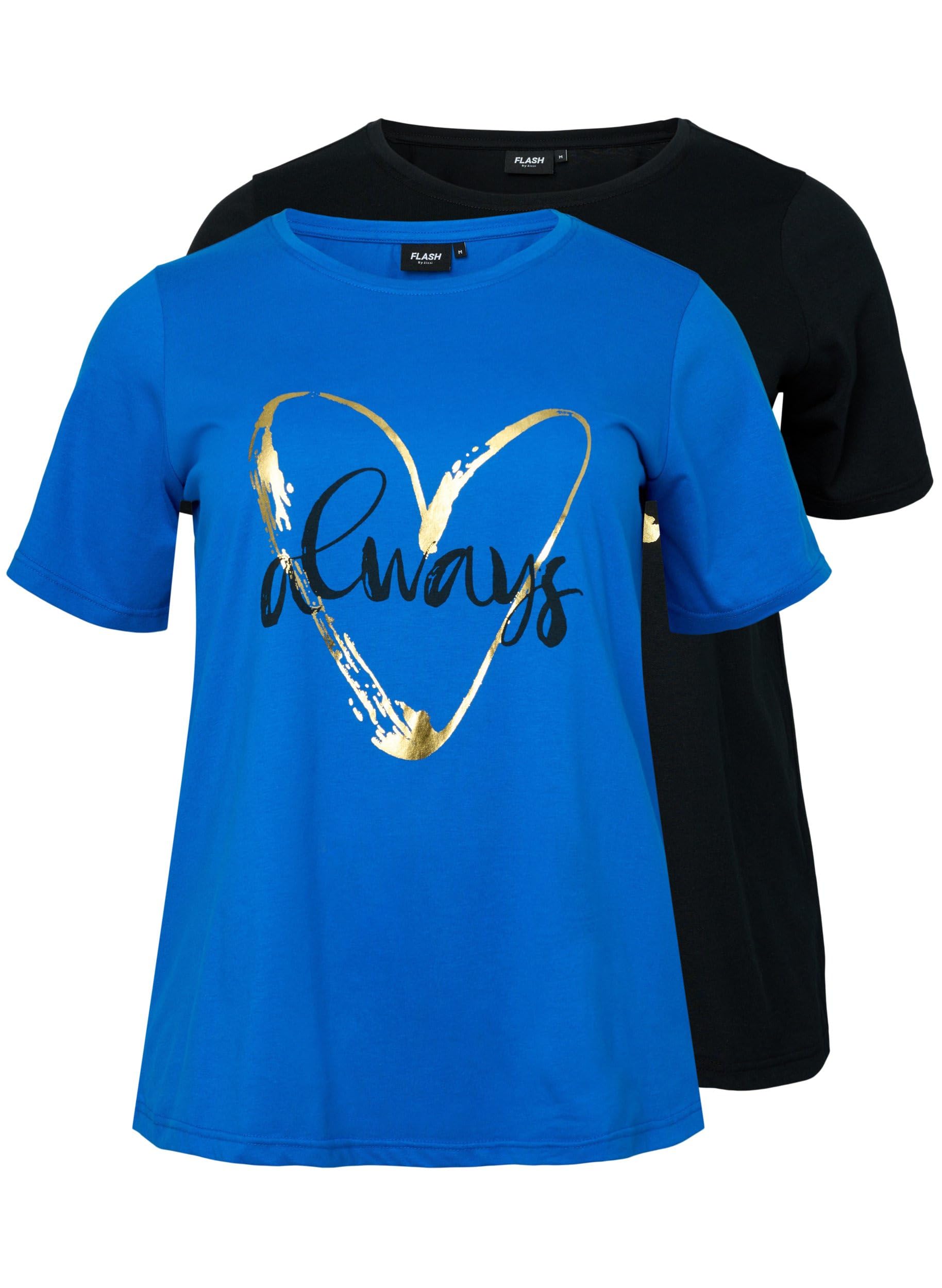 Flash by Zizzi T-Shirt 2er-Pack Rundhals Aufdruck Kurzarm
