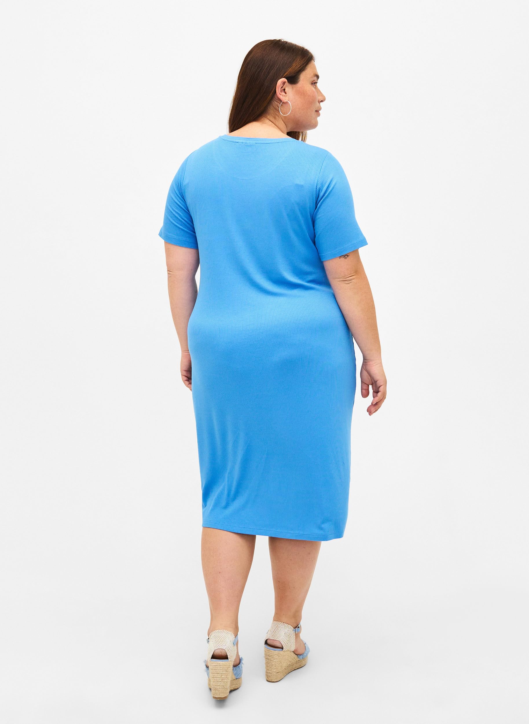 Zizzi Dresses Kleid Ripp Viskose kurze Ärmel 42-60