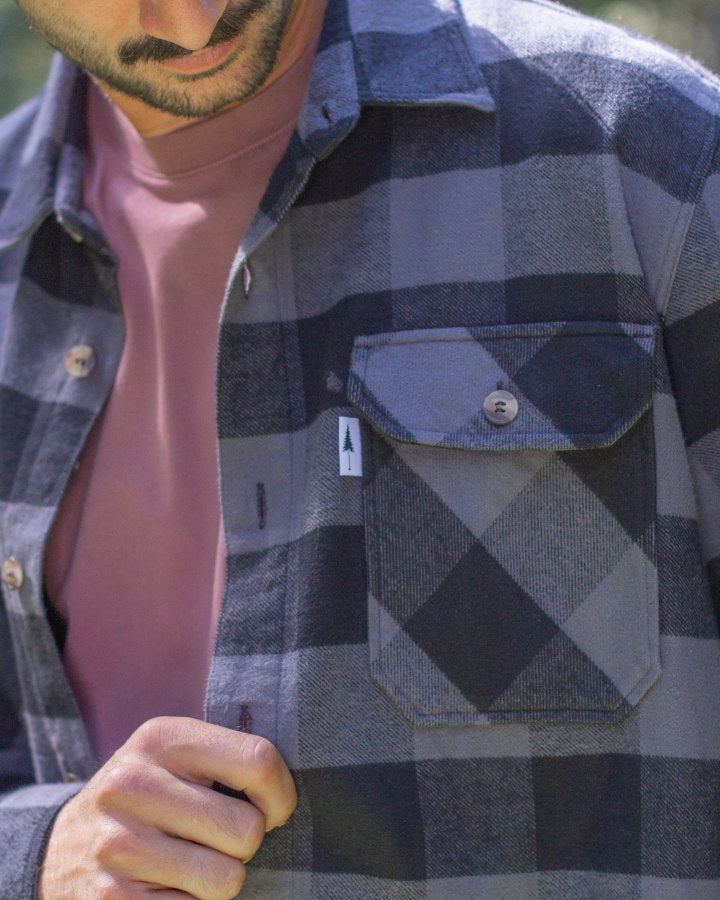 NIKIN TreePlanter Overshirt Check Anthracite-Black Flanell