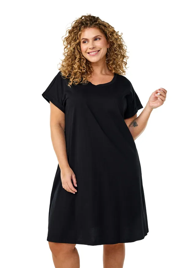 Zizzi 2-Pack Kleid Baumwolle Black 42-44 locker