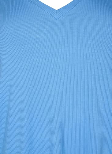 Zizzi T-Shirts T-Shirt Viskose Ripp V-Ausschnitt 42-60