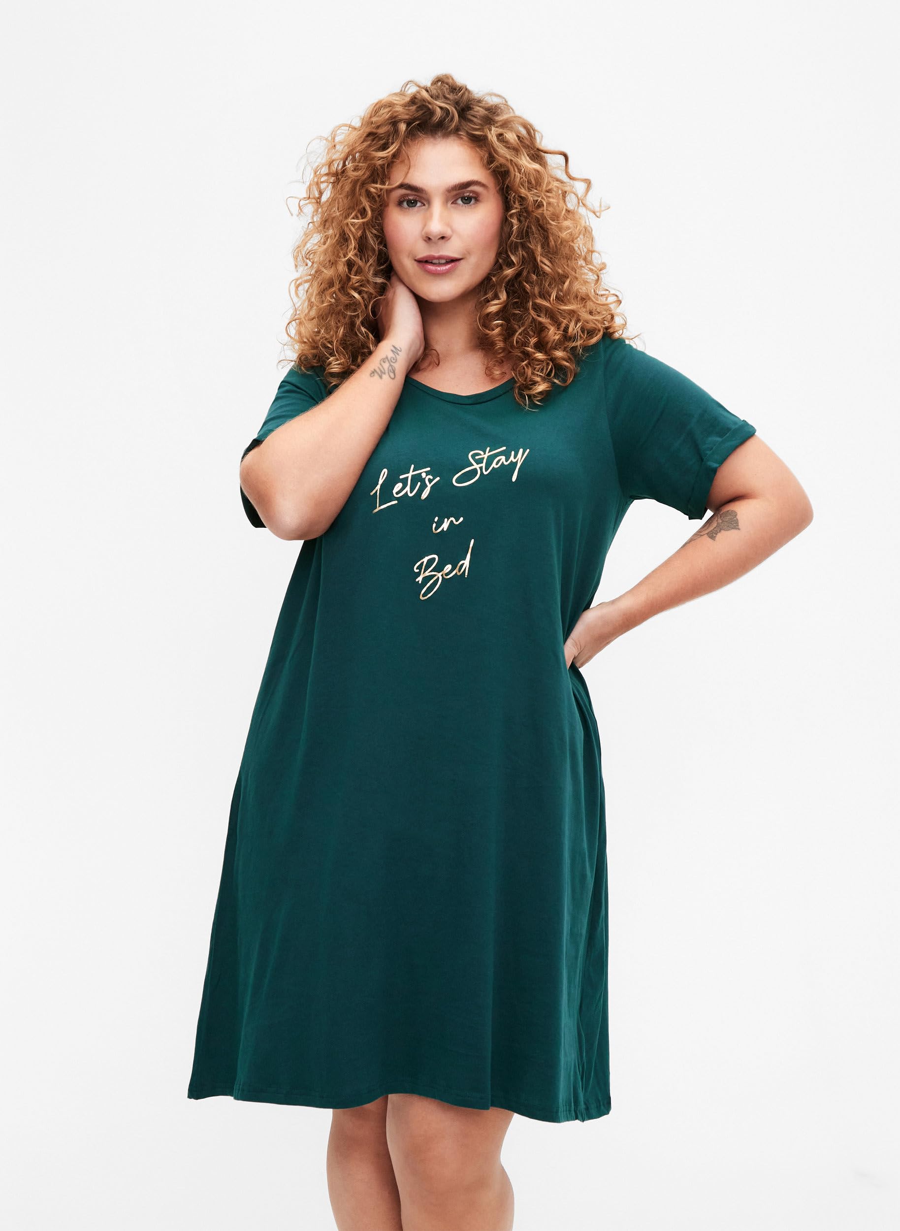 Zizzi Nachthemd Damen 2-Pack Bio-Baumwolle Kurzarm