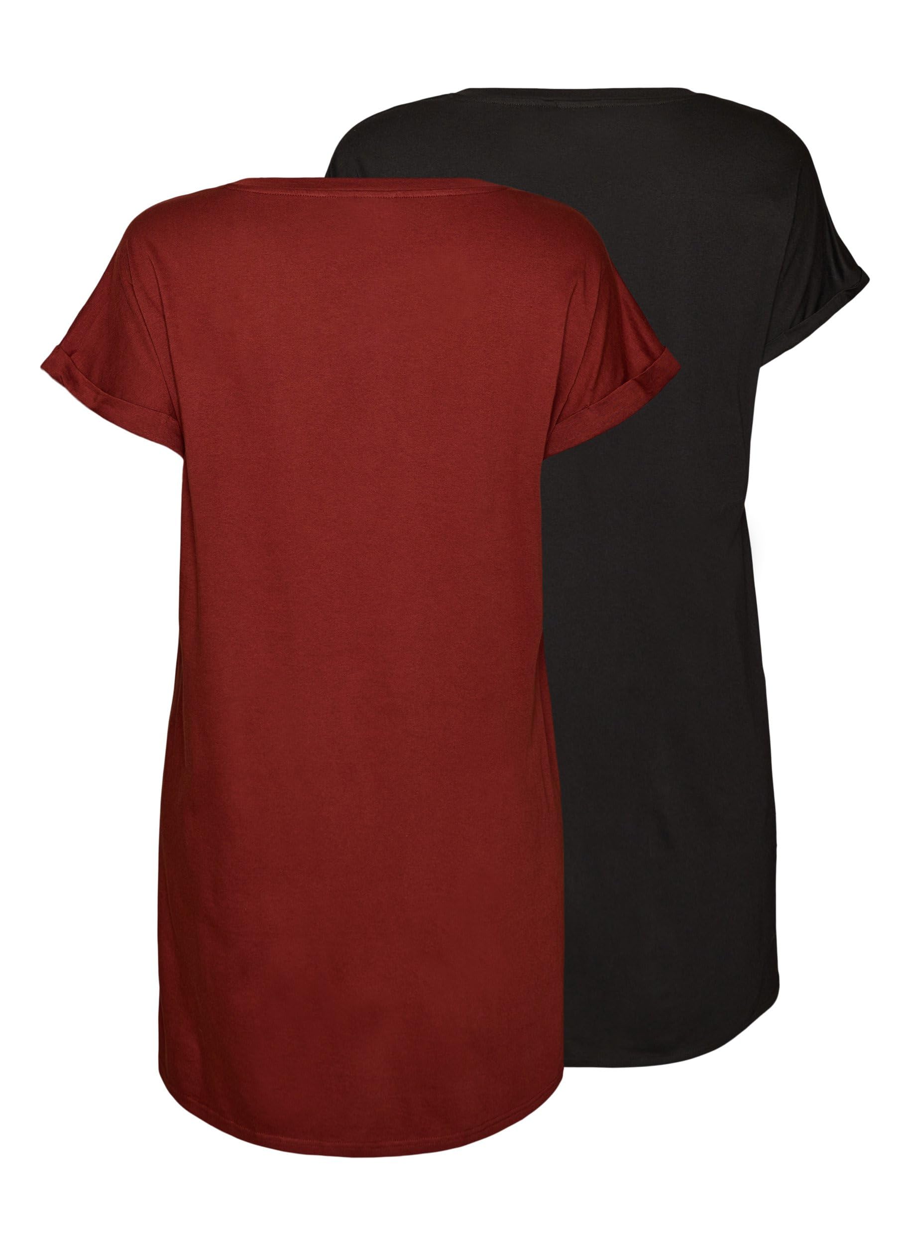 Zizzi 2-Pack Kleid Baumwolle Schwarz 50-52 locker