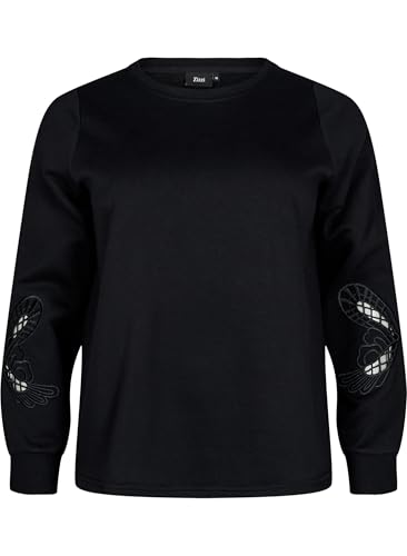 Zizzi Sweats Sweatshirt Stickerei Cut-Outs große Größen