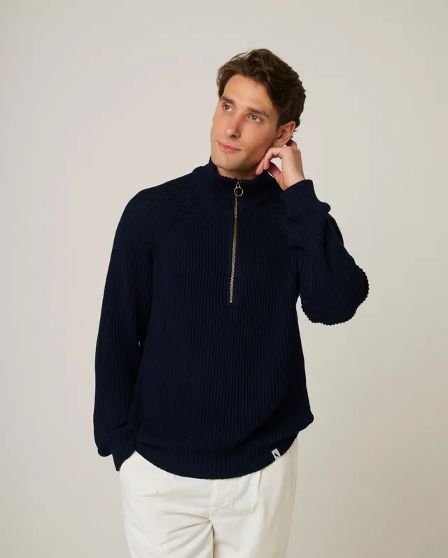 Peregrine Felix Quarter Zip Pullover Navy M Baumwolle