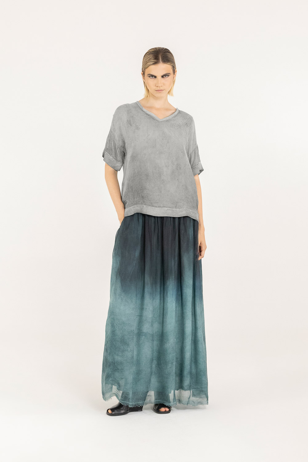 Sanctamuerte T-Shirt Ampia Shirt V-Ausschnitt Weit