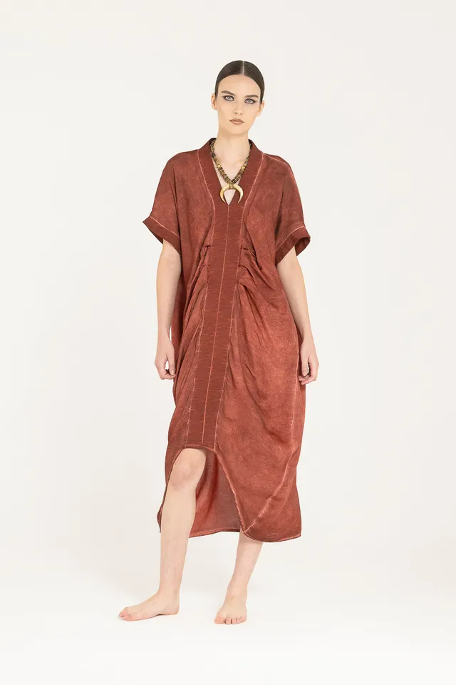Sanctamuerte Abiti Loose Fit Kleid Baumwolle Kurzarm