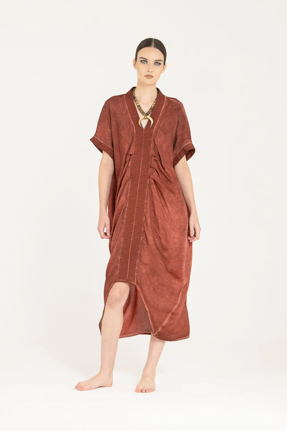 Sanctamuerte Abiti Loose Fit Kleid Baumwolle Kurzarm