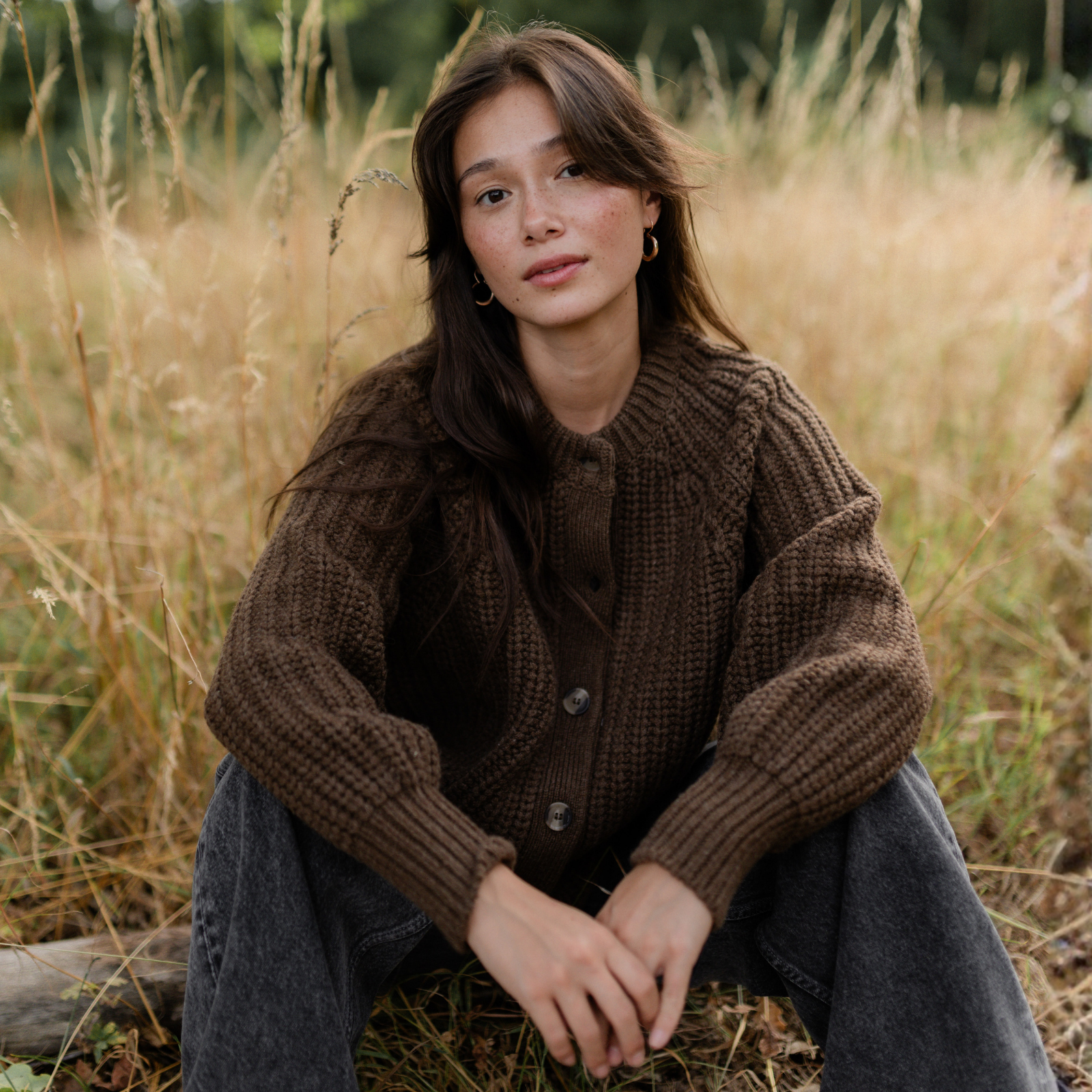 Nordlicht Mette Strickjacke Braun Recycling-Wolle