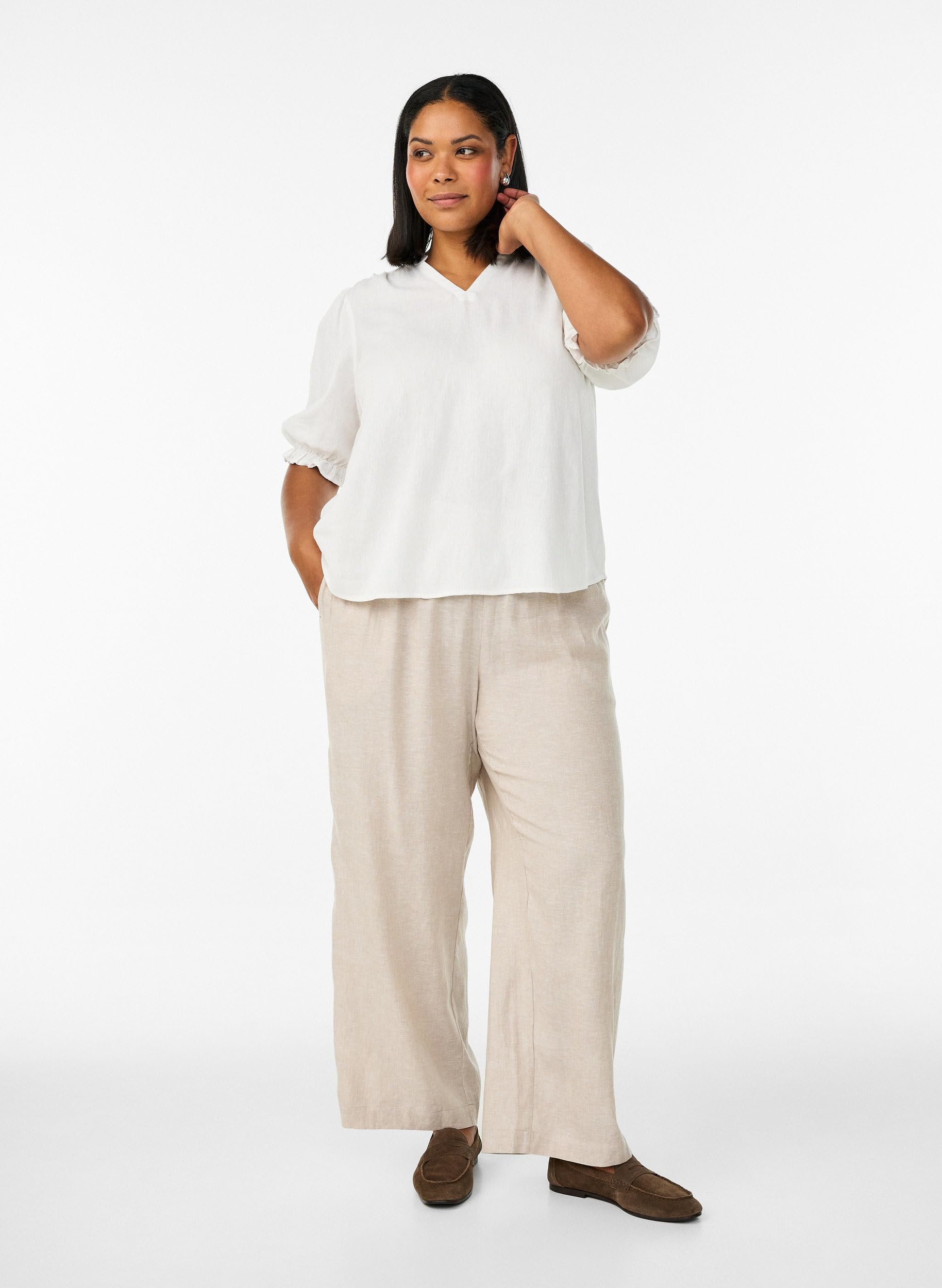 Zizzi Trousers Leinen Hose Viskose Große Größen 42-44