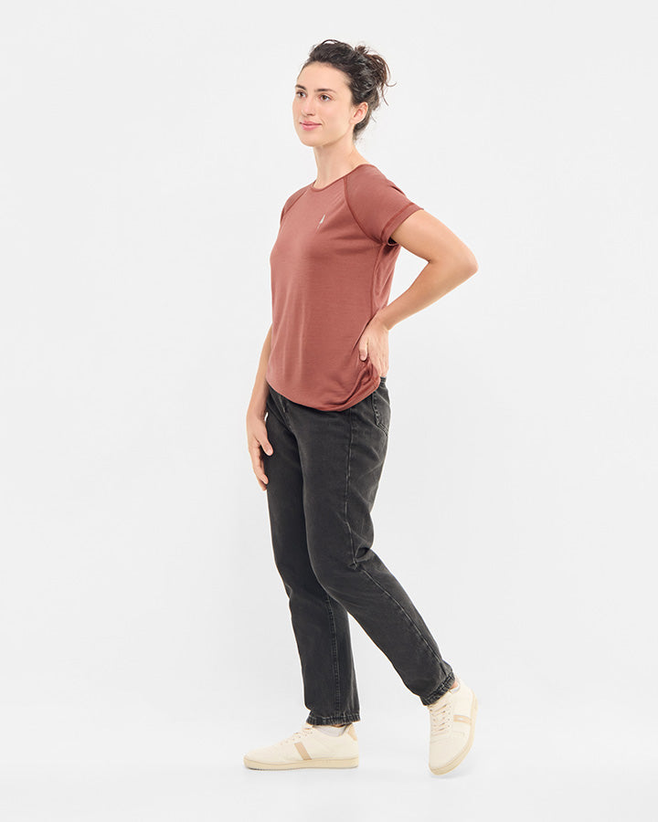 NIKIN TreeShirt Wool Women Tuscan Red Mel T-Shirt Merinowolle