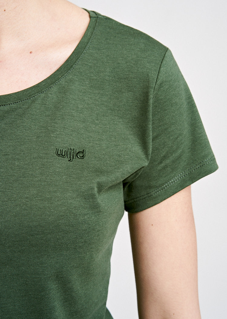 Wijld WoodShirt Sarah Damen T-Shirt Schwarz Holzfaser