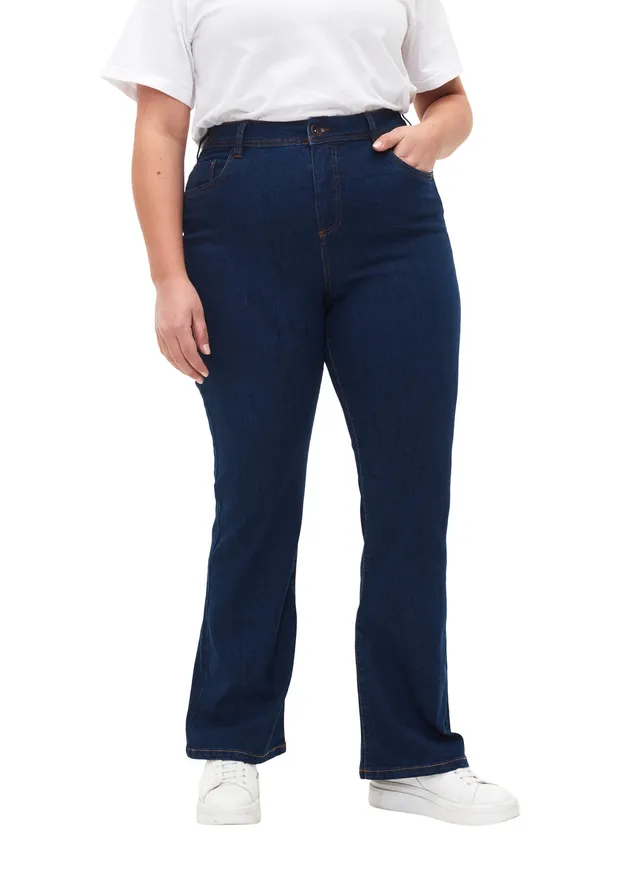 Zizzi Flash Jeans Bootcut Damen 42W/32L Blue Denim