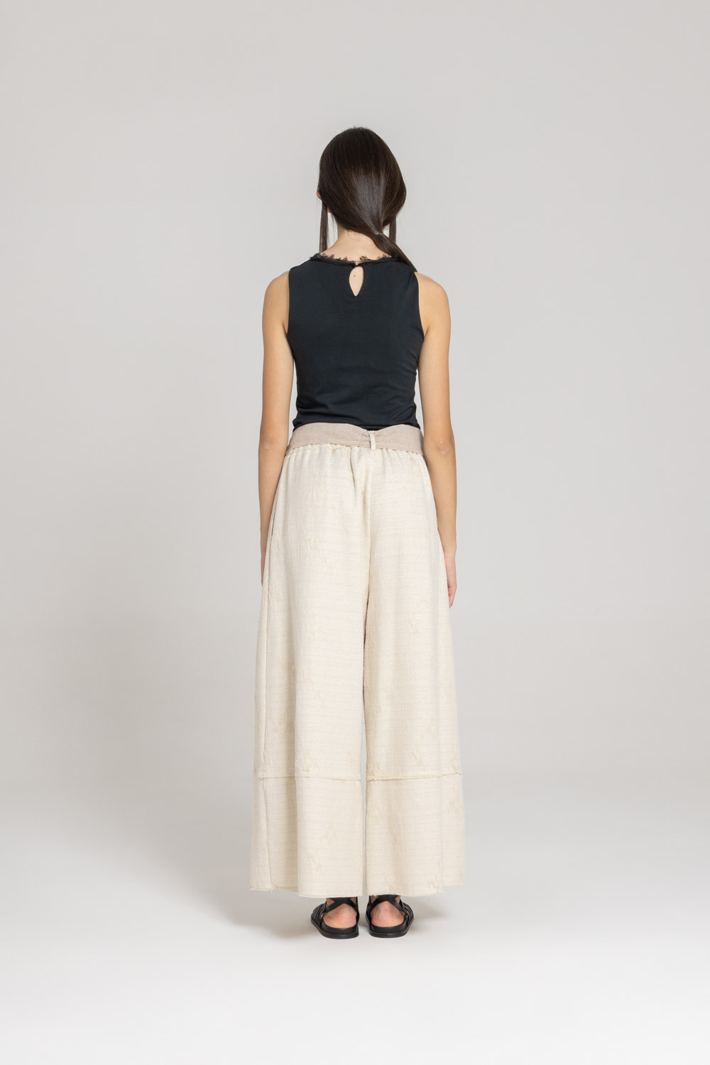 Sanctamuerte Pantaloni Palazzo Hose Baumwolle Leinen