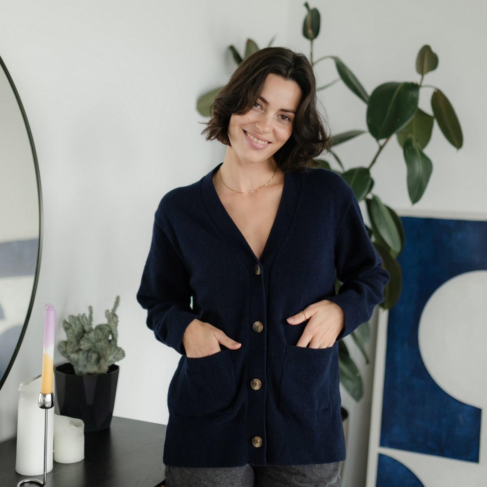 NORDLICHT Milla Woll-Cardigan recycelte Wolle Marineblau
