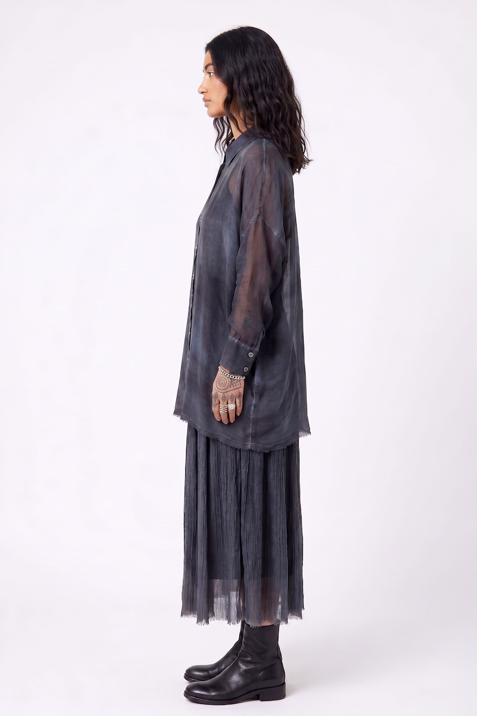 Sanctamuerte Camicie Boxy Bluse Viskose-Seide oversize