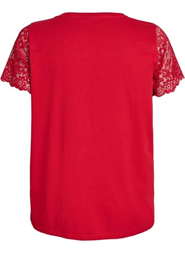 Zizzi T-Shirts & Tops T-Shirt V-Ausschnitt Spitze Bio-Baumwolle
