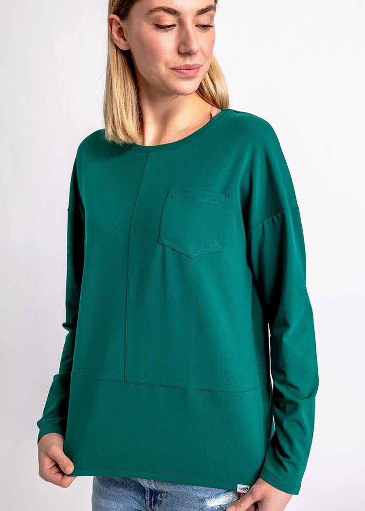 Wijld Pocket Langarmshirt Damen Aventurine Lyocell Bio