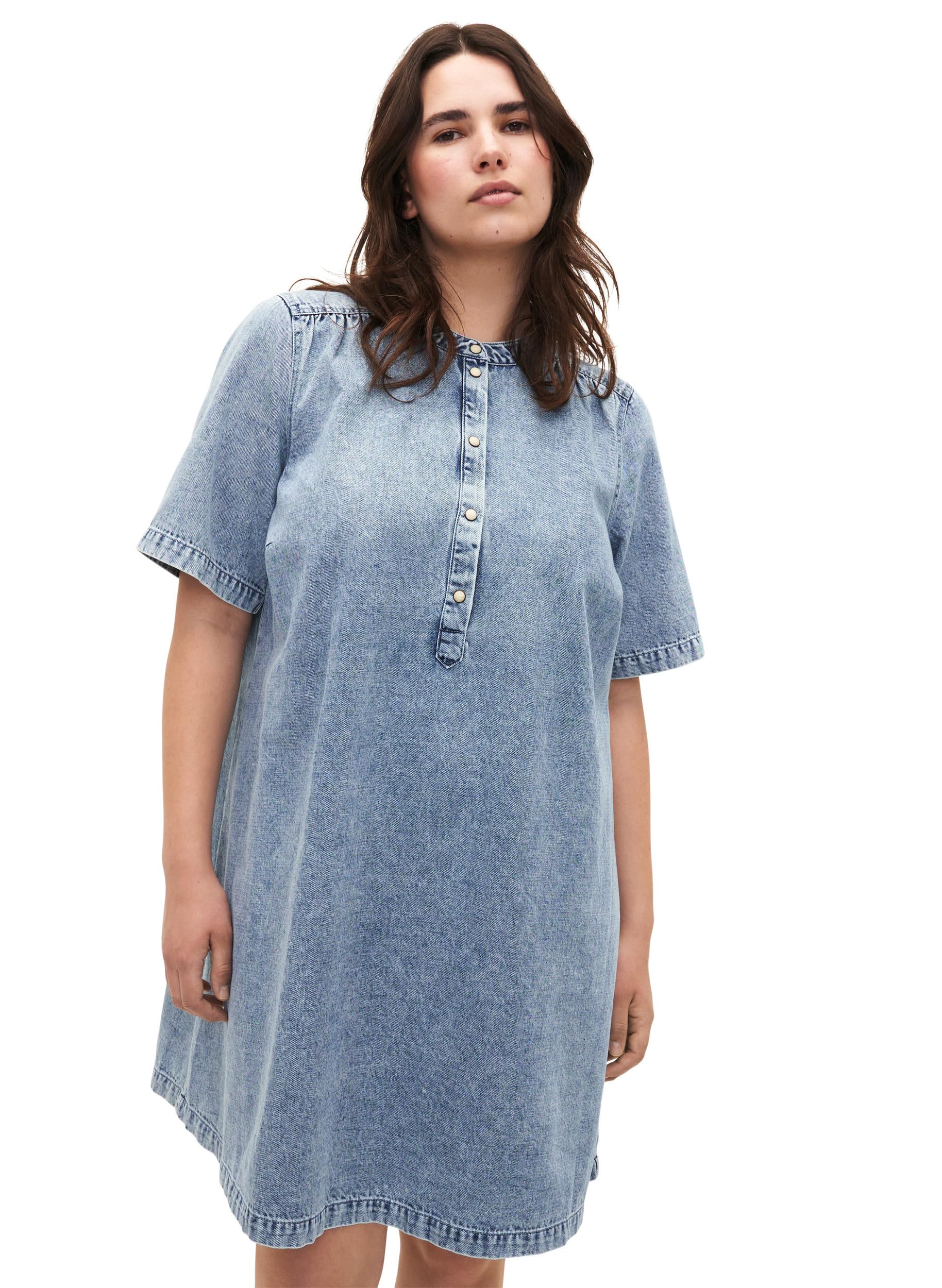Zizzi Dresses Kleid Denim Kurzarm Baumwolle 42-60