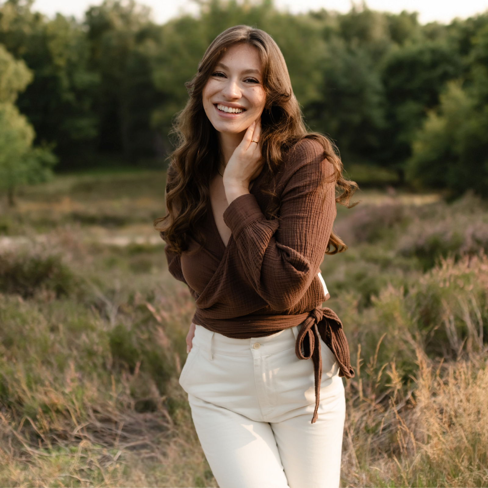 Nordlicht Freda Musselin Wickelbluse Braun M Bio-Baumwolle