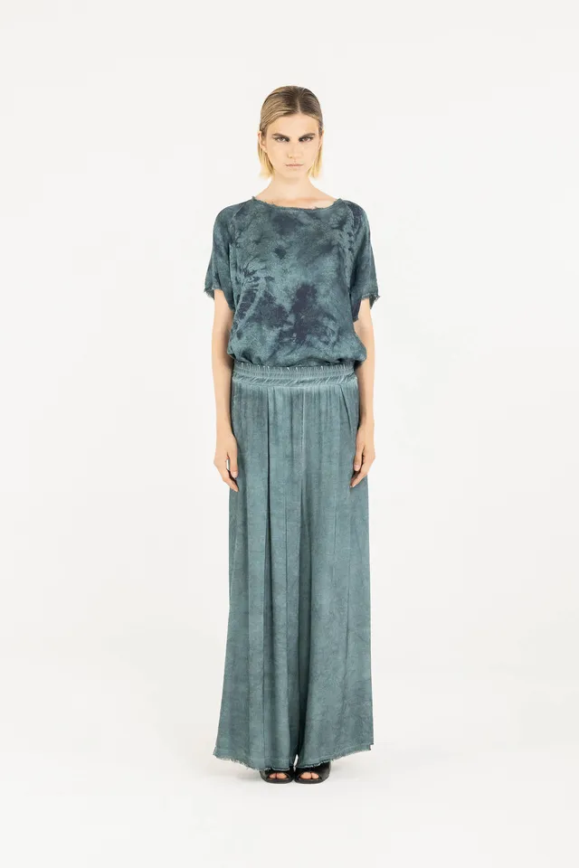 Sanctamuerte Pantaloni Pantalone Palazzo Hose Viskose weit