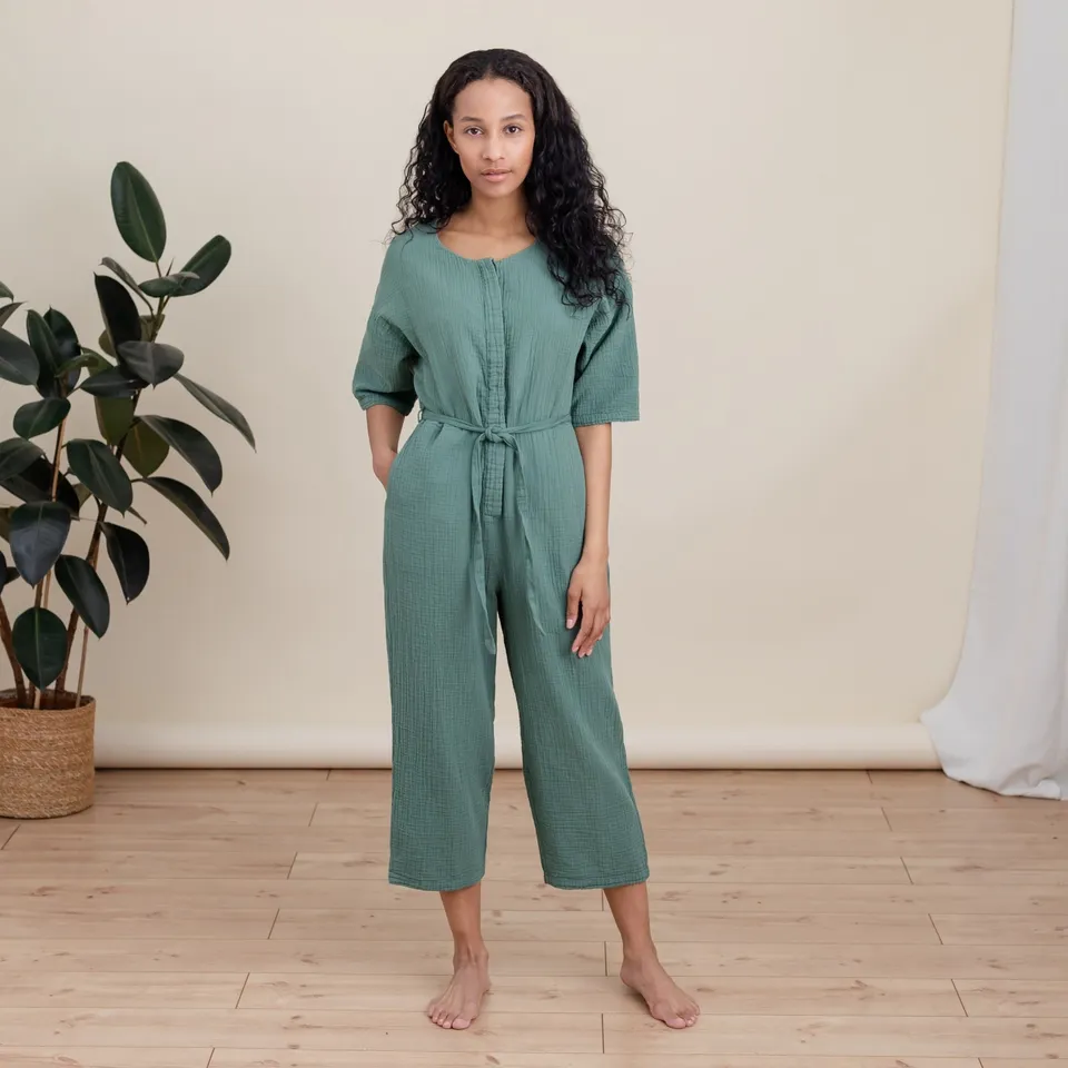 NORDLICHT Linn Musselin Jumpsuit Bio-Baumwolle Gr. M